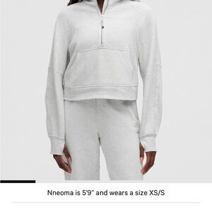 Lululemon 1/2 zip scuba Hoodie in heathered ultra light gray size xs/s